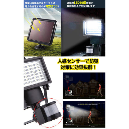 ソーラーセンサー　LED投光器　防犯対策