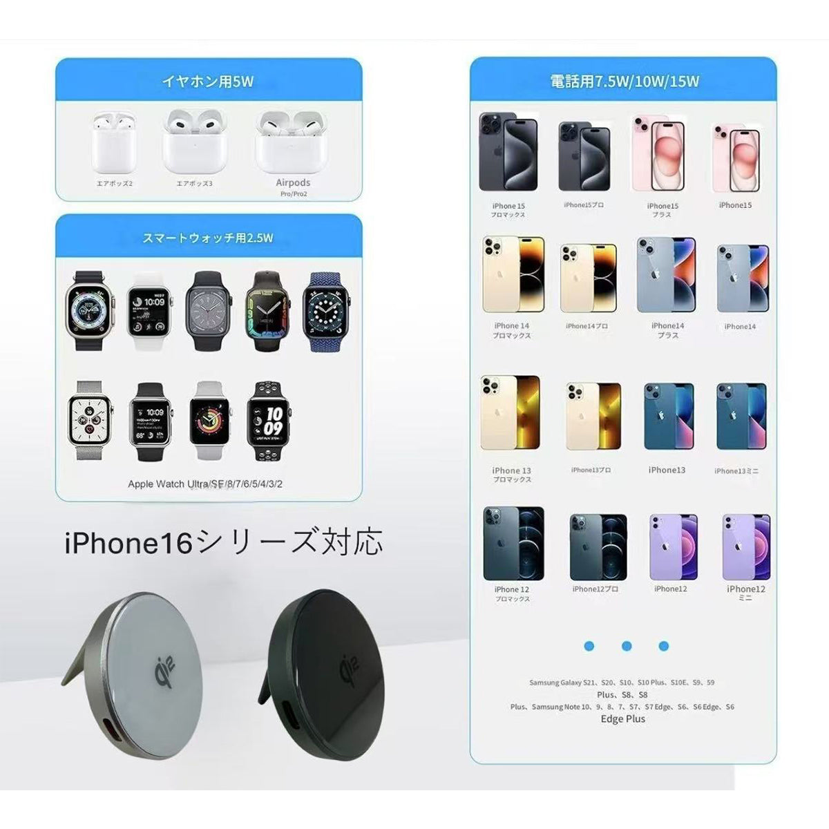 ｑｉ２充電器　シルバー　ＭＸＣＤ－０５　幅６０×奥行１０×高さ６０