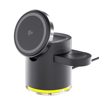 ４ｉｎ１丸形ワイヤレス充電器ｑｉ２　ブラック　Ｃ１６　幅５５×奥行５５×高さ８０
