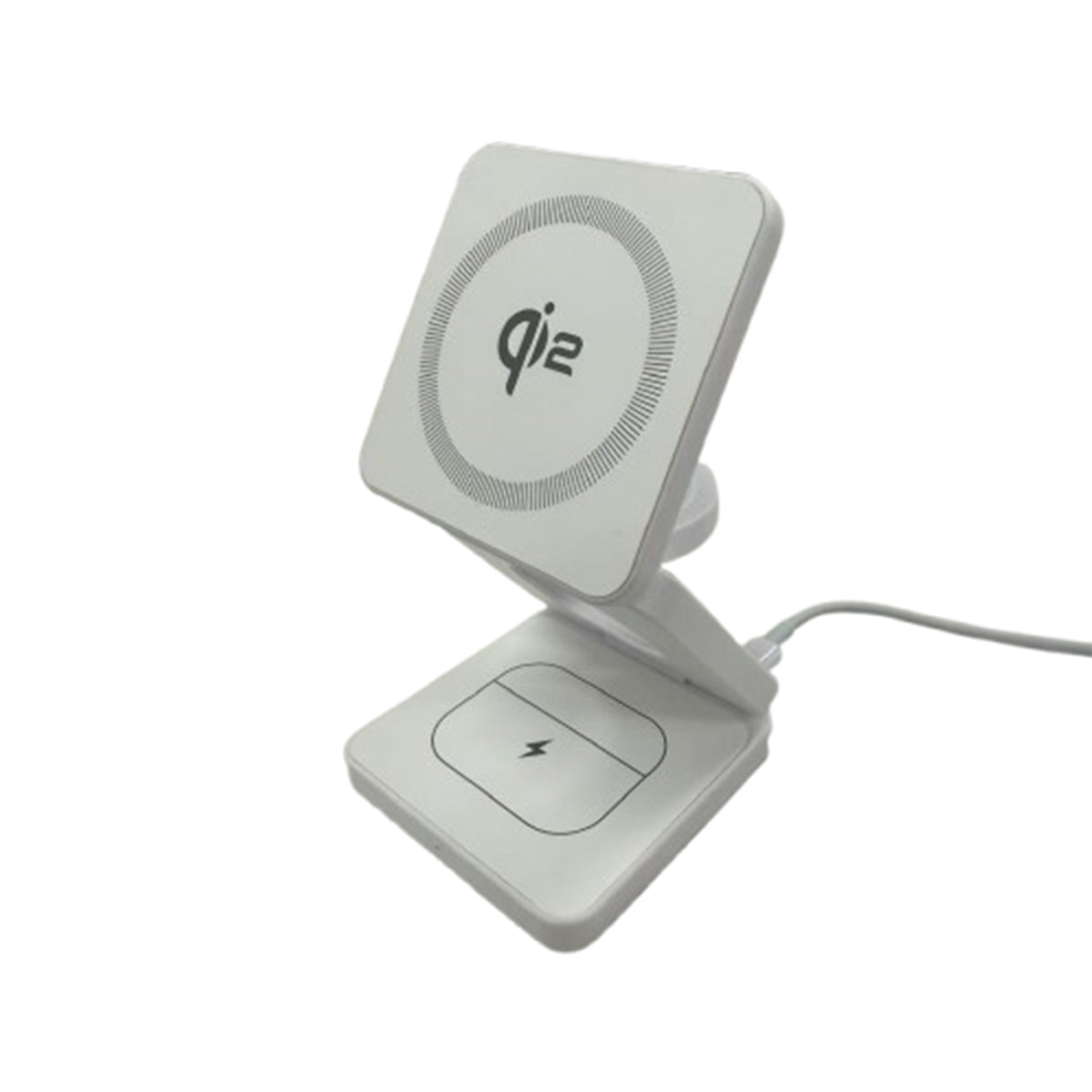 ３ｉｎ１角形ワイヤレス充電器ｑｉ２　ホワイト　ＩＷ３０　幅６８×奥行２４×高さ６８