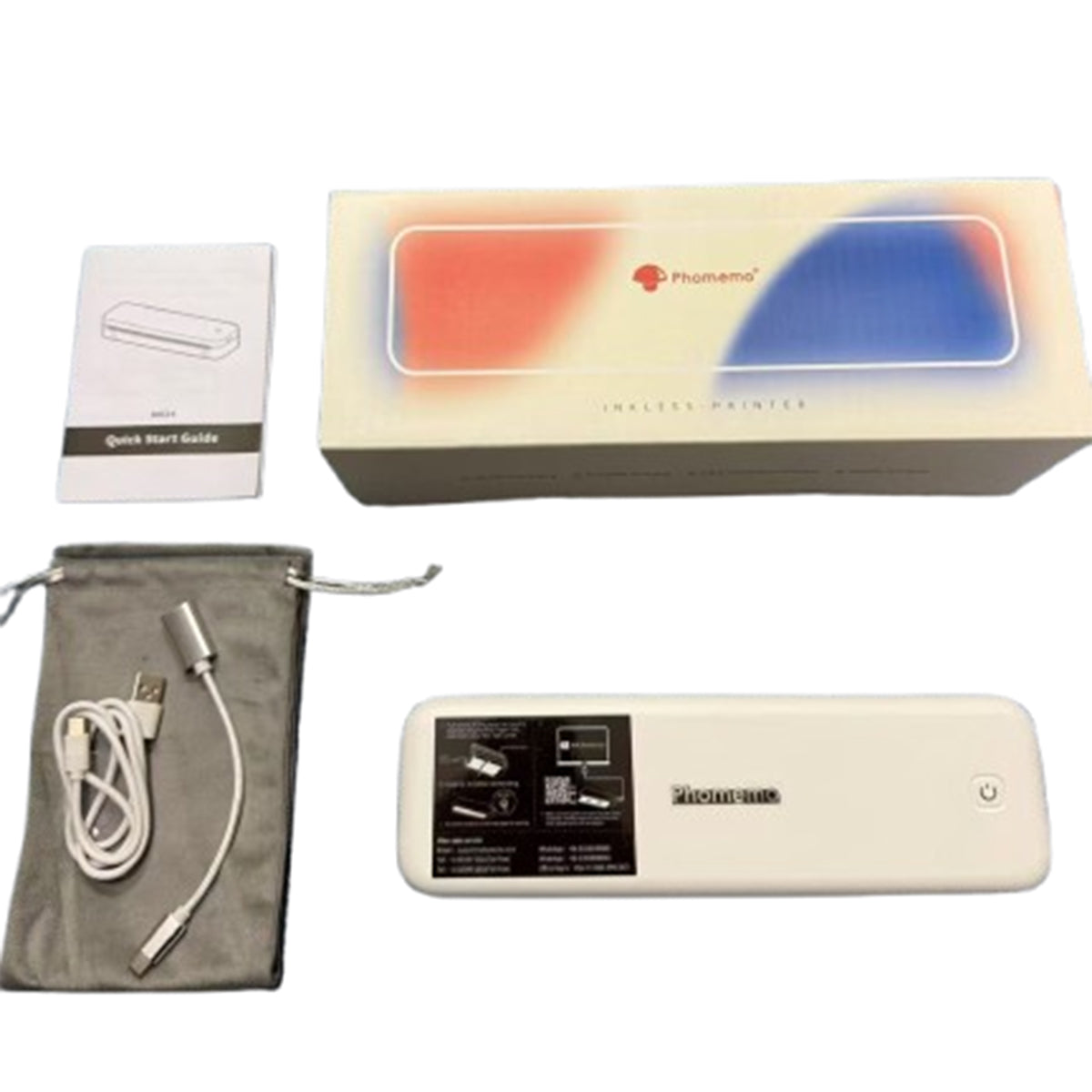 ｐｈｏｍｅｍｏモバイルプリンター（ロール紙・平面紙対応）ホワイトＭ８３４　幅２６２×奥行４５×高さ７５