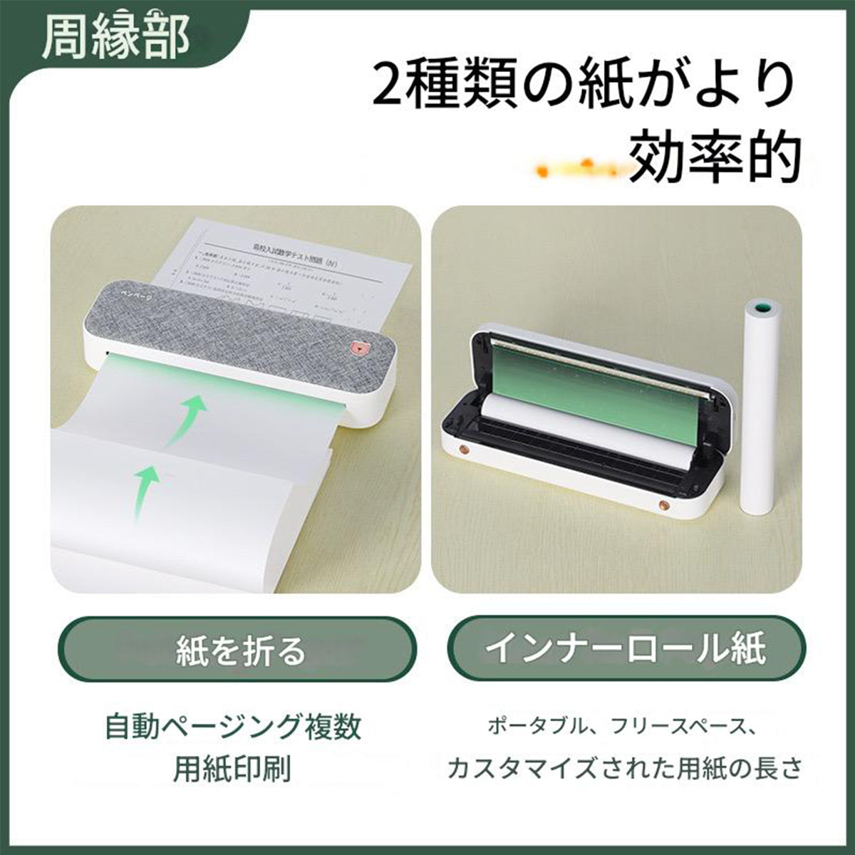 PeriPageミニプリンター グレーA40 幅265×奥行45×高さ