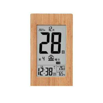 竹の日めくり電波時計　置き・掛け時計　高さ237×幅137×奥行32mm