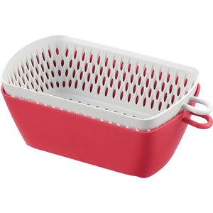 チリトリ ザル ボウル カク 調理器具 レッド 幅11×奥行20×高さ8cm