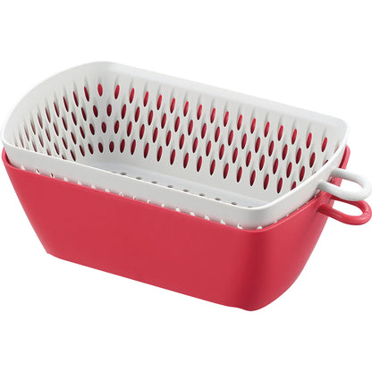 チリトリ ザル ボウル カク 調理器具 レッド 幅11×奥行20×高さ8cm