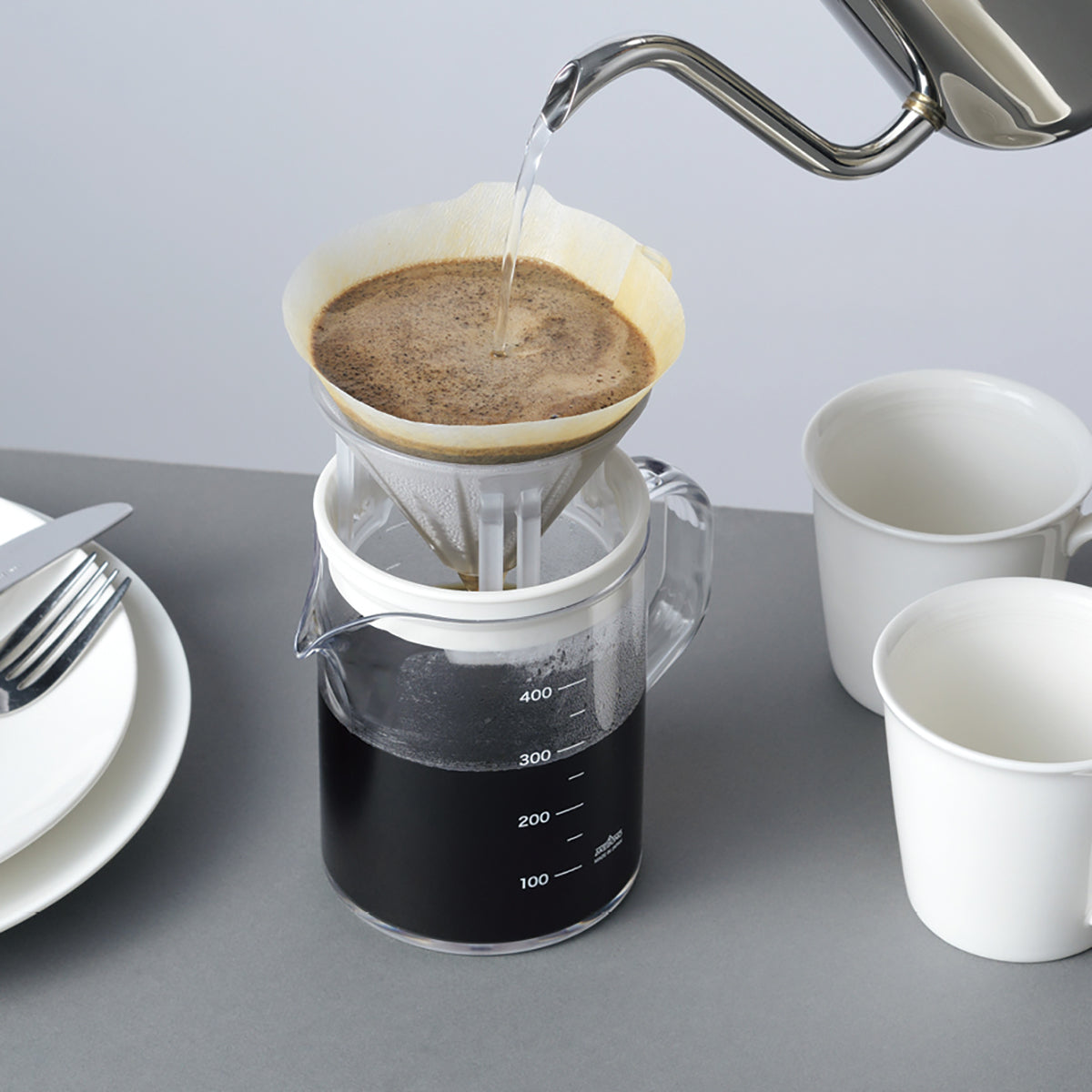 コーヒーサーバーストロン 400ml ビーカー コンパクトドリッパーセット ホワイト