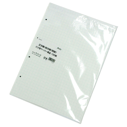 正方眼１０mm／５mm　８切りペーパー４穴１００枚