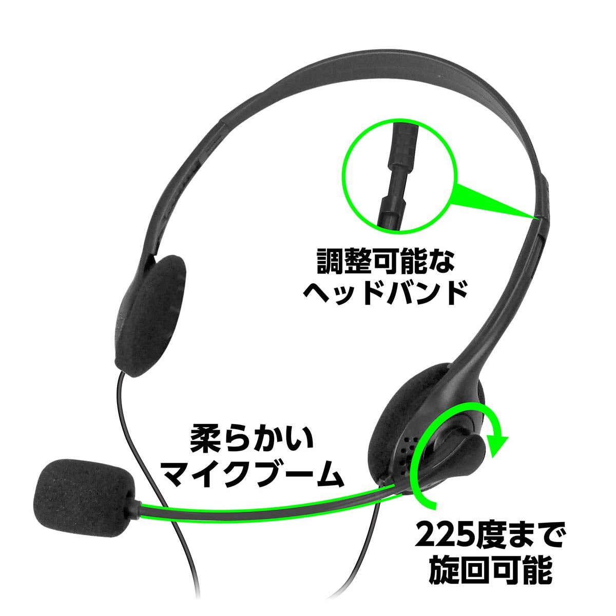 ヘッドセット（プラグタイプ）　ケーブル１.８m