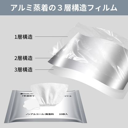 7年保存できる 防災用ウェットティッシュ 20枚入り×200袋