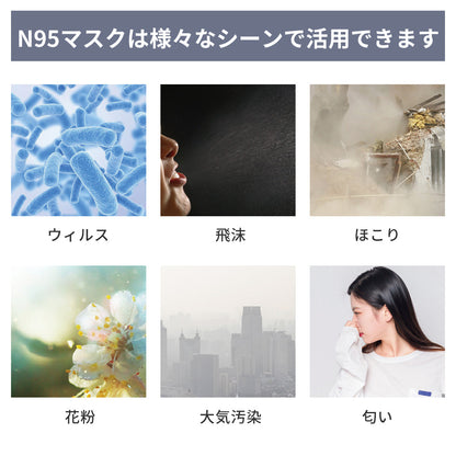 N95 マスク カップ型 米国NIOSH 認証 防護マスク ホワイト 20枚入り