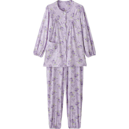ワンタッチのびのびストレッチパジャマ パープル S/M/L/LL/3L/4L