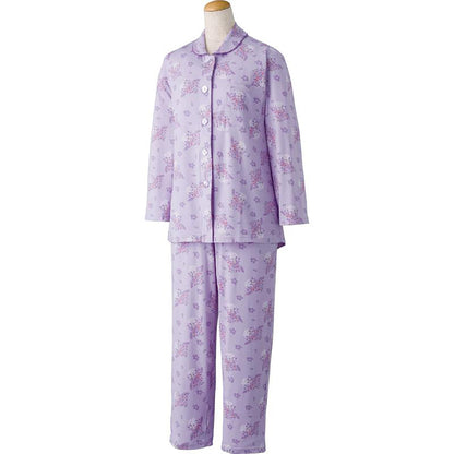 ワンタッチのびのびストレッチパジャマ パープル S/M/L/LL/3L/4L