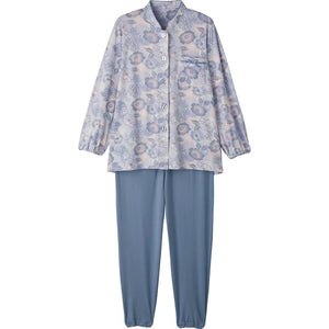 ワンタッチのびのびストレッチパジャマ パープル S/M/L/LL/3L/4L