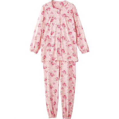大きめボタンのびのびストレッチパジャマ ピンク S/M/L/LL/3L/4L