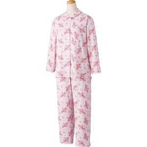大きめボタンのびのびストレッチパジャマ ピンク S/M/L/LL/3L/4L