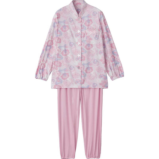 大きめボタンのびのびストレッチパジャマ ピンク S/M/L/LL/3L/4L