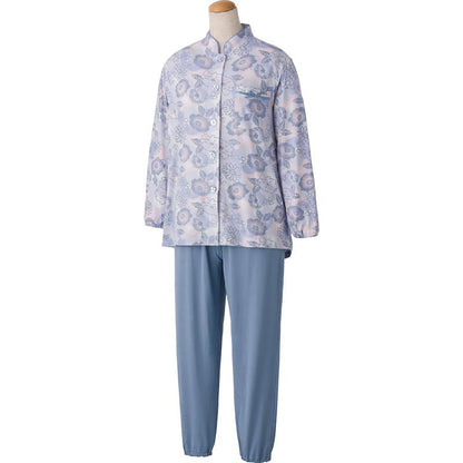 大きめボタンのびのびストレッチパジャマ パープル S/M/L/LL/3L/4L