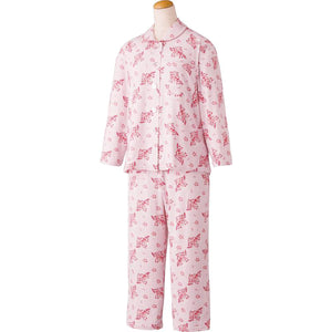 大きめボタンプチサイズのびのびストレッチパジャマ ピンク S/M/L/LL