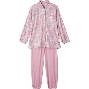 大きめボタンプチサイズのびのびストレッチパジャマ ピンク S/M/L/LL