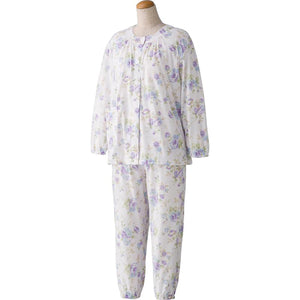 大きめボタン天竺プチサイズパジャマ パープル S/M/L/LL(Ｐ)