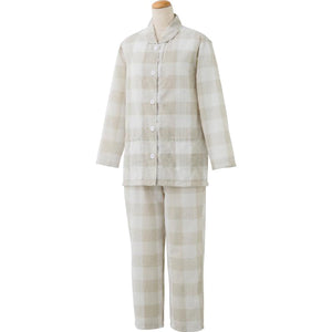 大きめボタンサッカープチサイズパジャマ ベージュ M/L/LL(Ｐ)