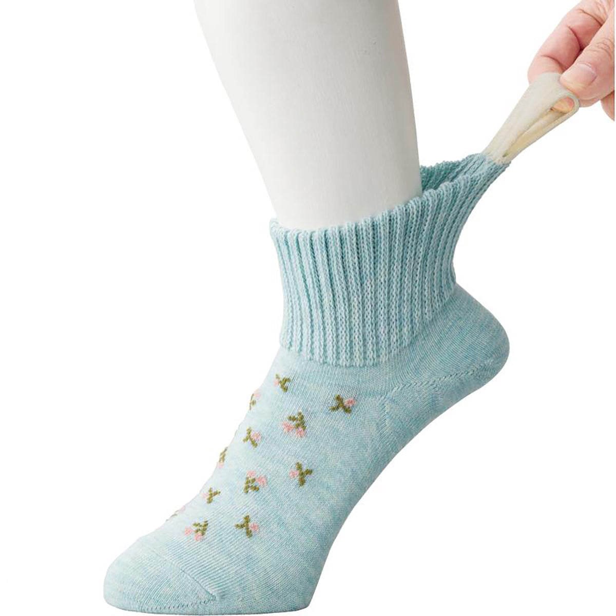 名前の書ける取っ手付ソックス(柄) ミント 22～24cm