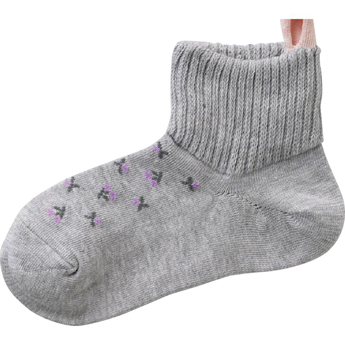 名前の書ける取っ手付ソックス(柄) グレー 22～24cm