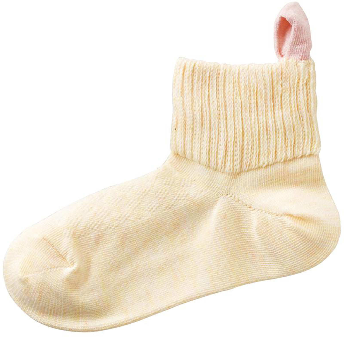 名前の書ける取っ手付ソックス(メッシュ) クリーム 22～24cm