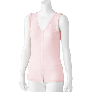 シルク混前開きノースリーブホックインナー ピンク Ｍ/L/LL