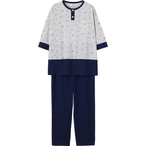 針抜き天竺ねこ星座7分袖パジャマ グレー M/L