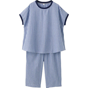 サッカービッグシルエット半袖7分丈パジャマ ネイビー M/L/LL