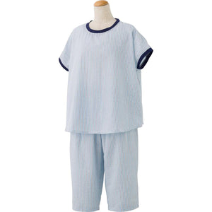 サッカービッグシルエット半袖7分丈パジャマ ブルー M/L/LL