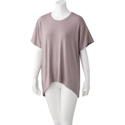 のびのびストレッチルームＴシャツ パープルグレー M/L/LL