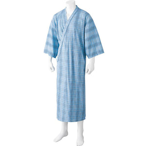 ヒモなし楽々！やわらかワンタッチねまき(紳士) ブルー系 M/L