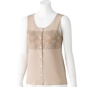 カップ付レースノースリーブホックインナー ベージュ M/L/LL