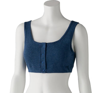 フライス杢フロントホックハーフトップ ネイビー M/L/LL