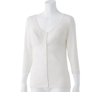 カップ付7分袖ワンタッチインナー ホワイト M/L/LL