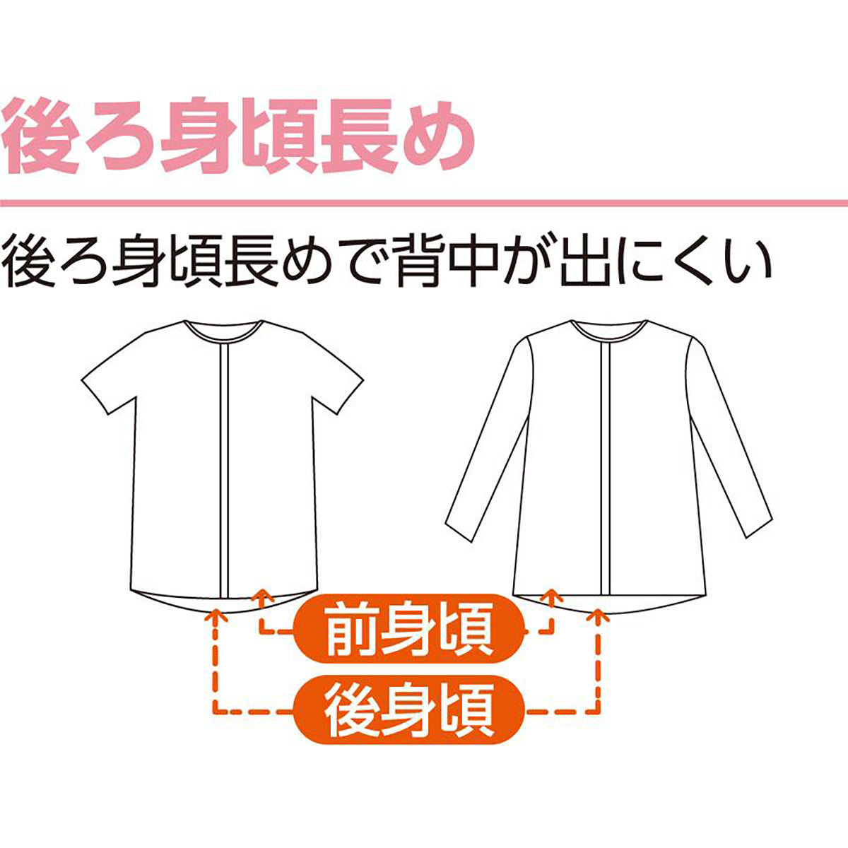 7分袖ワンタッチシャツ(2枚組) ピーチ S/M/L/LL/3L/4L