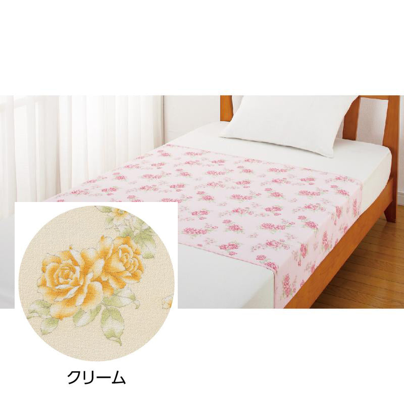 花柄プリント防水シーツ(大) クリーム 145×90cm
