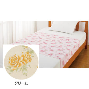 花柄プリント防水シーツ(大) クリーム 145×90cm