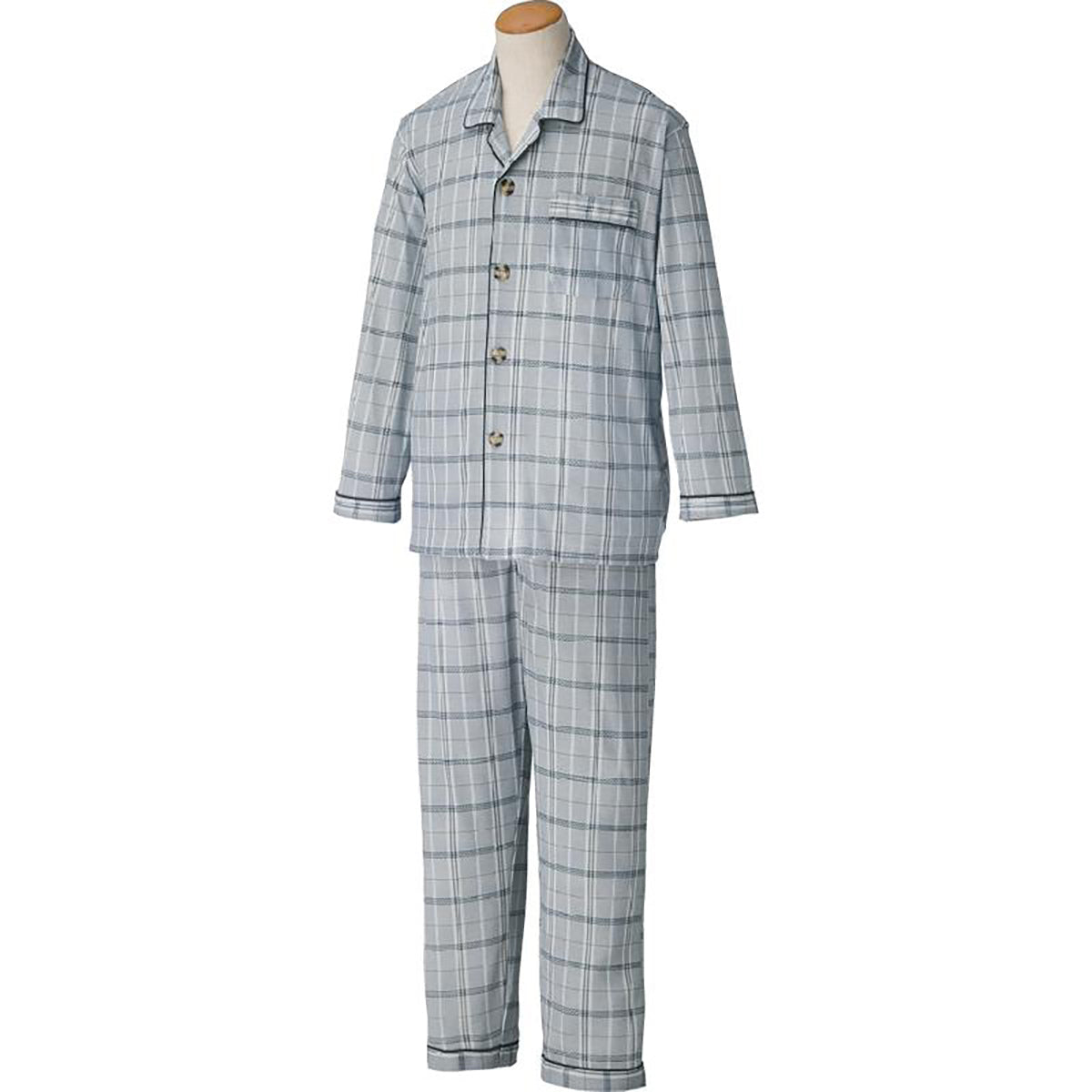 大きめボタンパジャマ グレー M/L