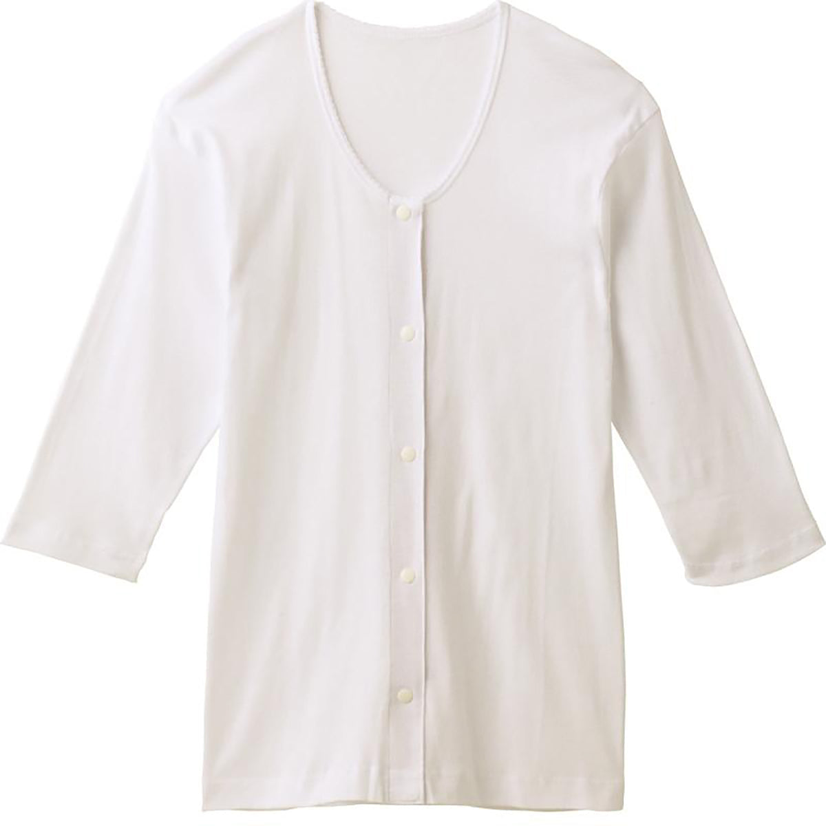 7分袖ホックシャツ(2枚組) ホワイト S/M/L/LL