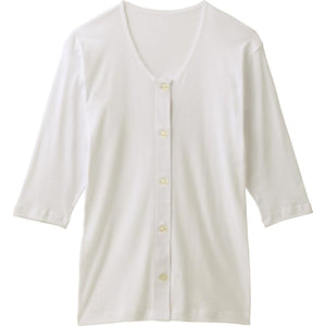 7分袖大きめボタンシャツ(2枚組) ホワイト S/M/L/LL