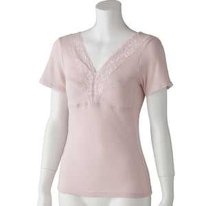 アロエ加工カップ付3分袖インナー ピーチ M/L/LL