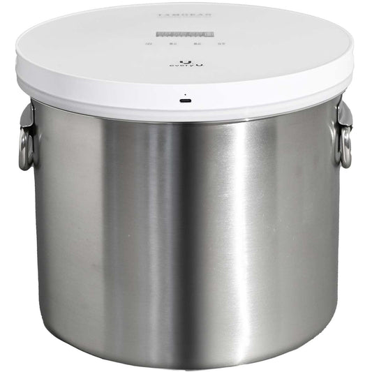 真空保存容器　TAMOKAN　１０L　シルバー　取手＆鍋蓋