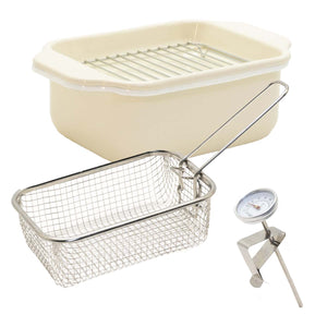 ホーロー天ぷら鍋　揚げざる付　CRM