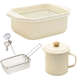 ホーロー天ぷら鍋　揚げざる＆オイルポット付　CRM