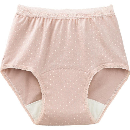 安心快適水玉柄ショーツ 吸水帯一体型 モカ Ｍ/L/LL