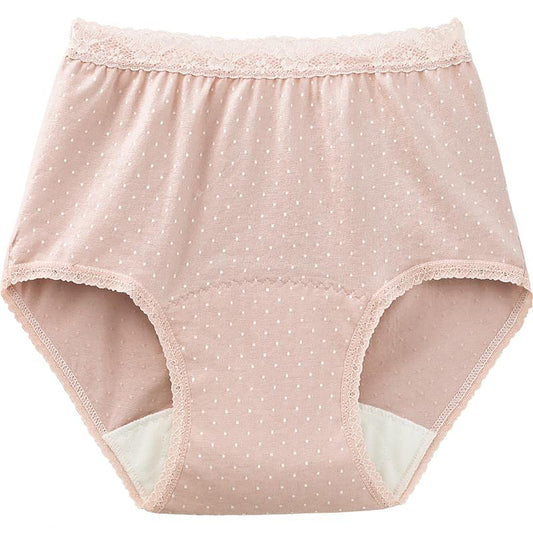 安心快適水玉柄ショーツ 吸水帯一体型 モカ Ｍ/L/LL