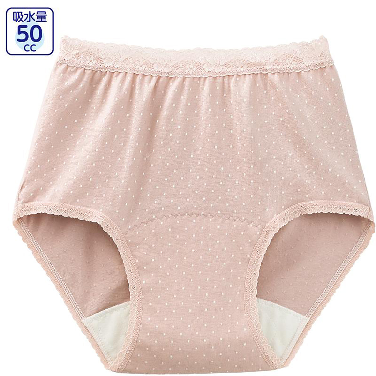 安心快適水玉柄ショーツ 吸水帯一体型 モカ Ｍ/L/LL